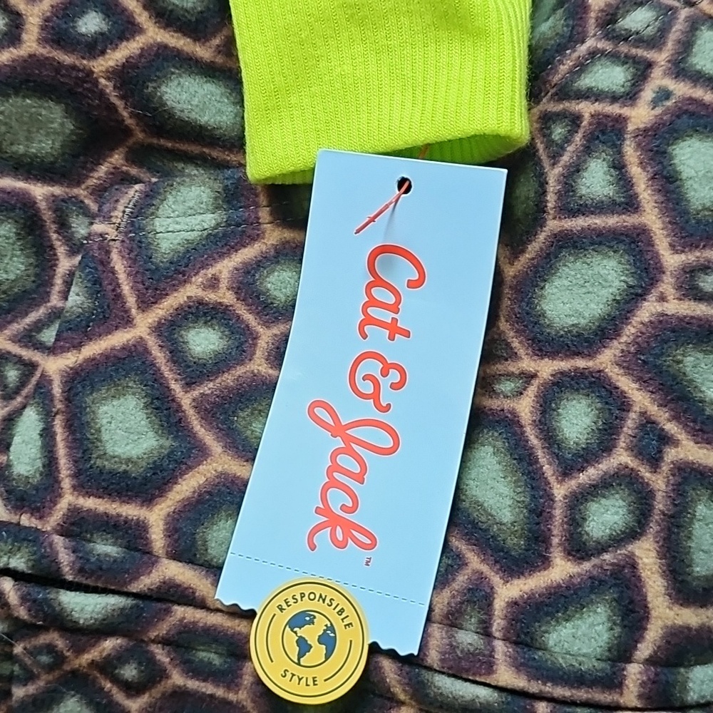 Cat & Jack Boy's Small Neon Accented Pajama One Piece Pajamas With Hood - Picture 3 of 8